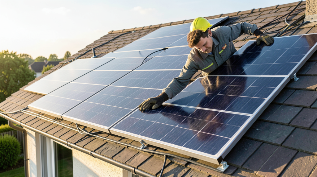 cout des panneaux photovoltaiques installation sur toit de maison résidentielle
