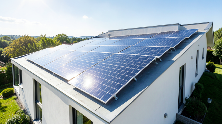 cout des panneaux solaires photovoltaïques illustré par une installation sur un toit résidentiel
