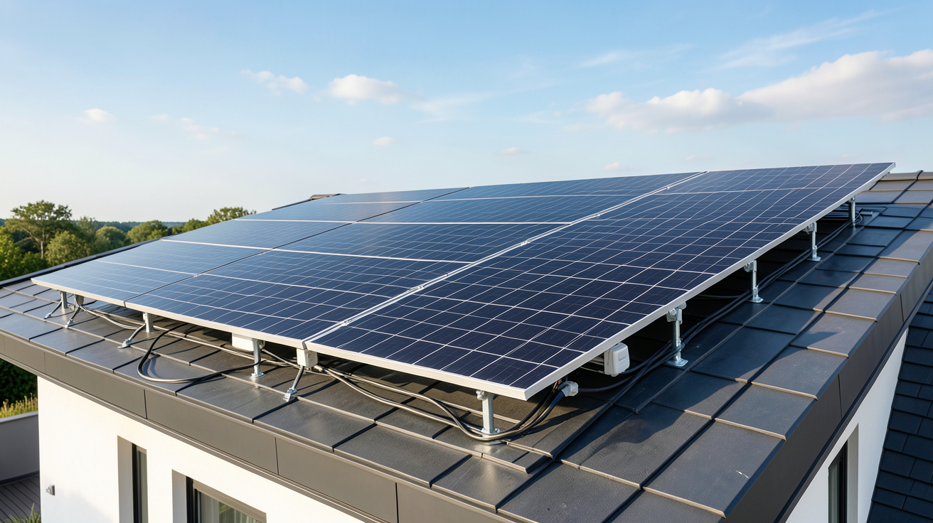 cout energie solaire photovoltaique installation sur toit de maison moderne en 2026