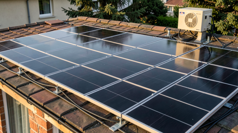 coût installation 10 panneaux photovoltaïques sur le toit d'une maison moderne