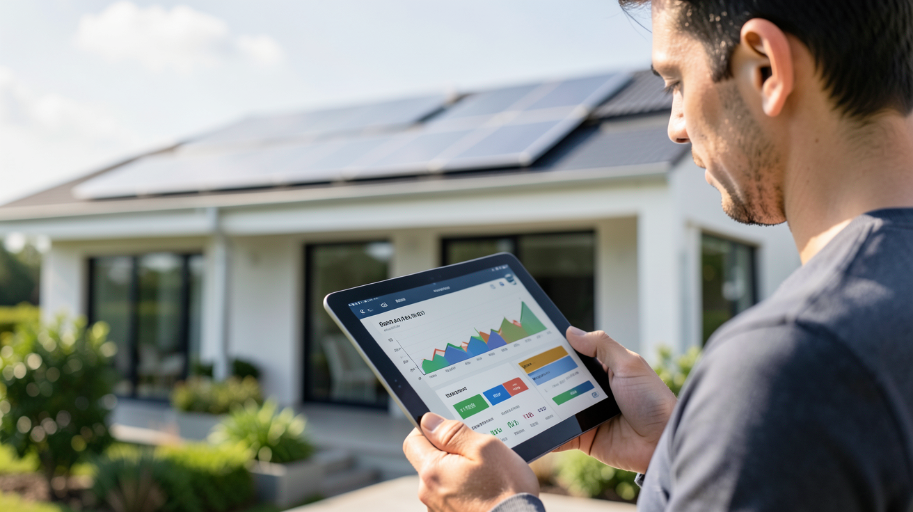 cout installation panneau solaire autoconsommation et calcul de la rentabilité sur une tablette numérique