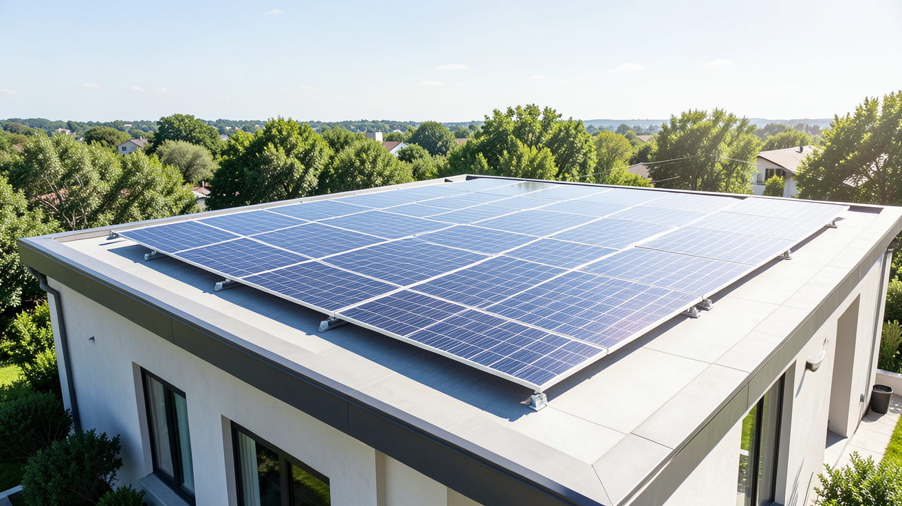 cout installation panneau solaire autoconsommation sur la toiture d'une résidence moderne