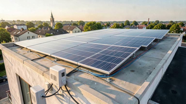 cout installation panneaux photovoltaiques 2021 : installation de panneaux solaires sur le toit d'une maison individuelle