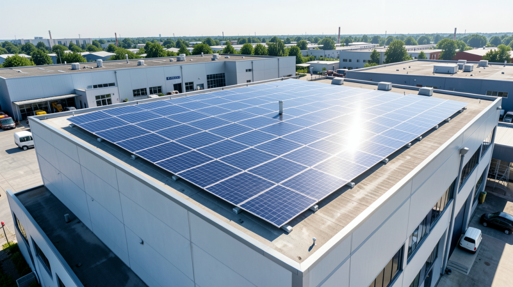 coût installation photovoltaïque 36 kwc sur un toit de bâtiment industriel avec des panneaux solaires