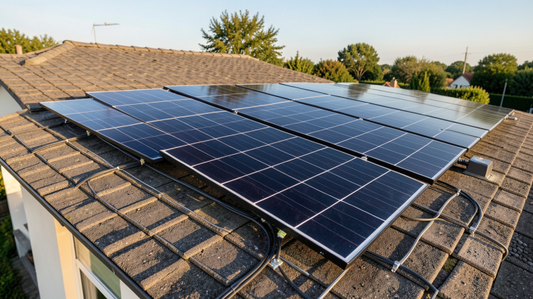 coût installation photovoltaïque 3 kWc sur le toit d'une maison avec panneaux solaires noirs
