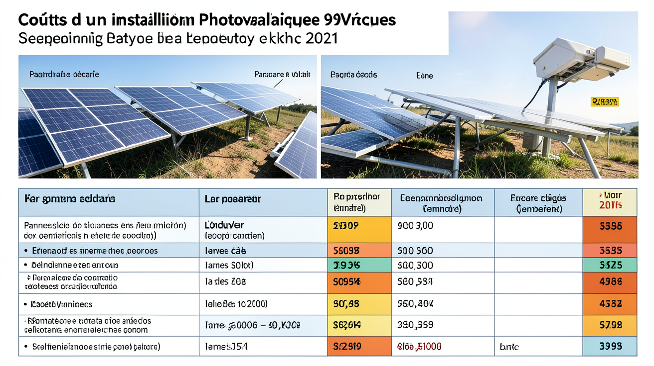coût installation photovoltaïque 9 kW 2021 décomposition détaillée des coûts avec panneaux solaires et onduleur