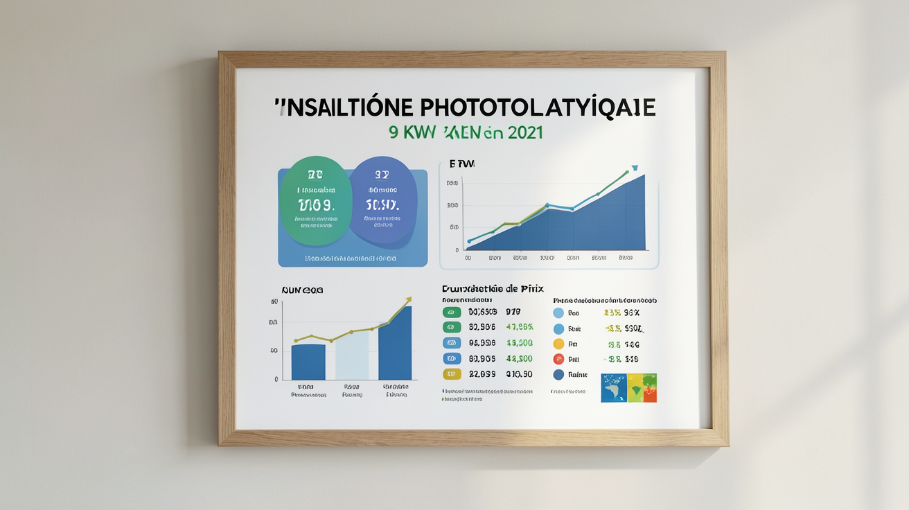 coût installation photovoltaïque 9 kw 2021 fourchette de prix nationale et régionale affichée sur un tableau professionnel