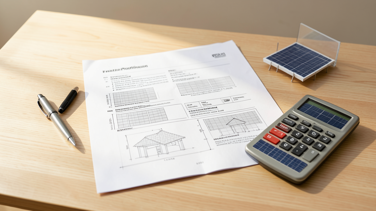 cout installation photovoltaique : devis détaillé posé sur une table avec stylo et calculatrice