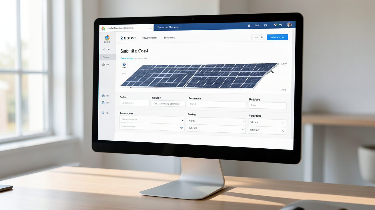 cout installation photovoltaique : écran d'ordinateur affichant un simulateur de coût pour calculer le prix d'un projet photovoltaïque