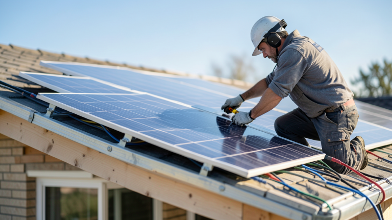 cout moyen panneau photovoltaique installation sur toit de maison individuelle