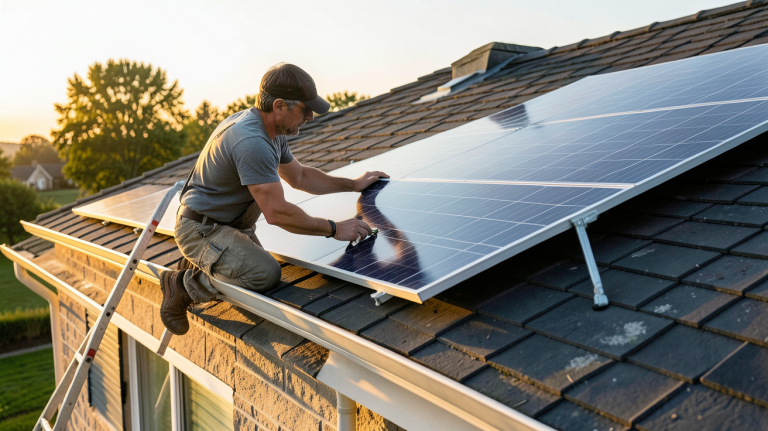 coût panneau photovoltaïque m2 installation sur toit de maison individuelle