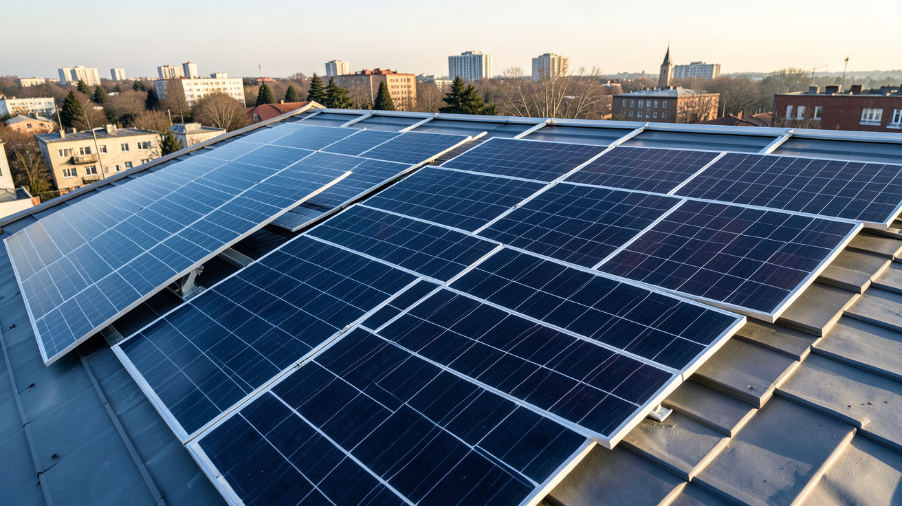 coût panneau solaire autoconsommation affichant différents types de panneaux (monocristallin, polycristallin et bifacial) sur un toit