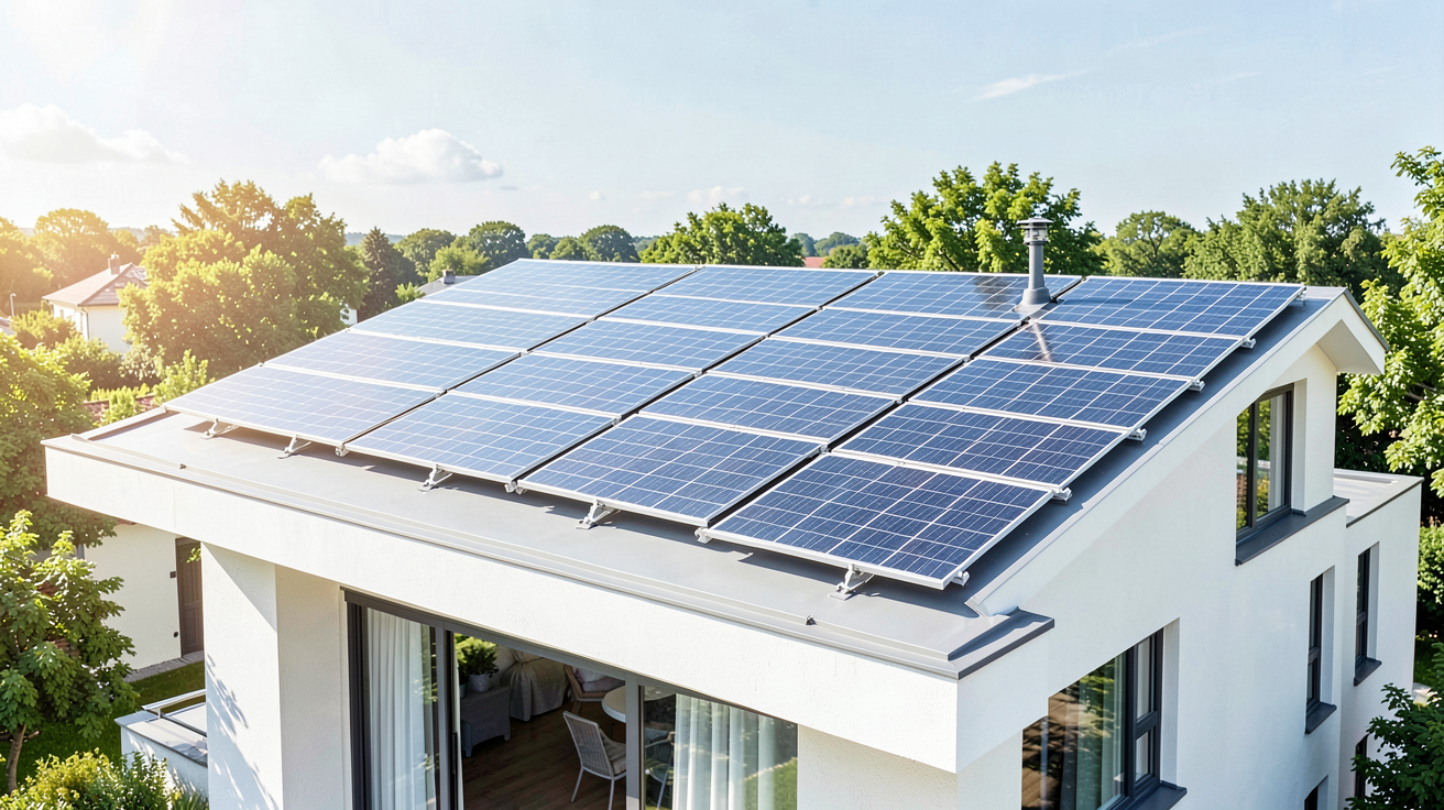 cout panneau solaire installé de manière optimisée sur le toit d'une maison moderne