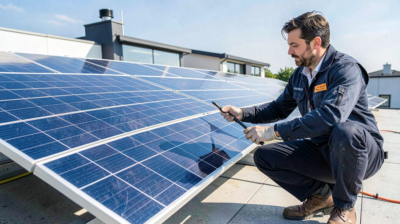 cout panneau solaire illustré par un professionnel effectuant une installation de haute qualité