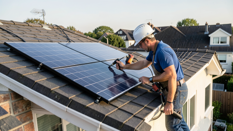 cout panneau solaire m2 installation sur toit de maison résidentielle