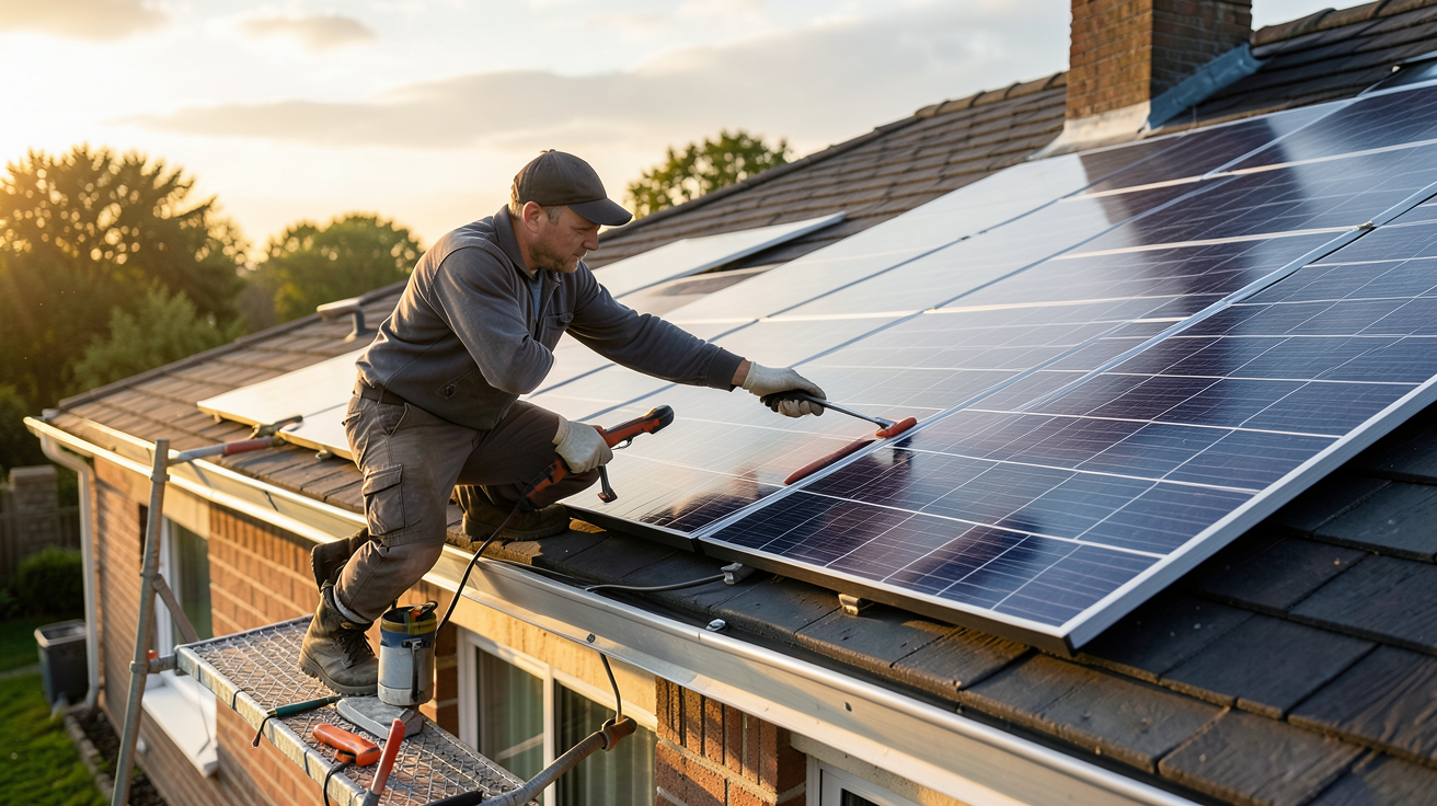 cout pose panneau solaire facteurs influençant le prix d'un professionnel installant des panneaux solaires sur un toit résidentiel
