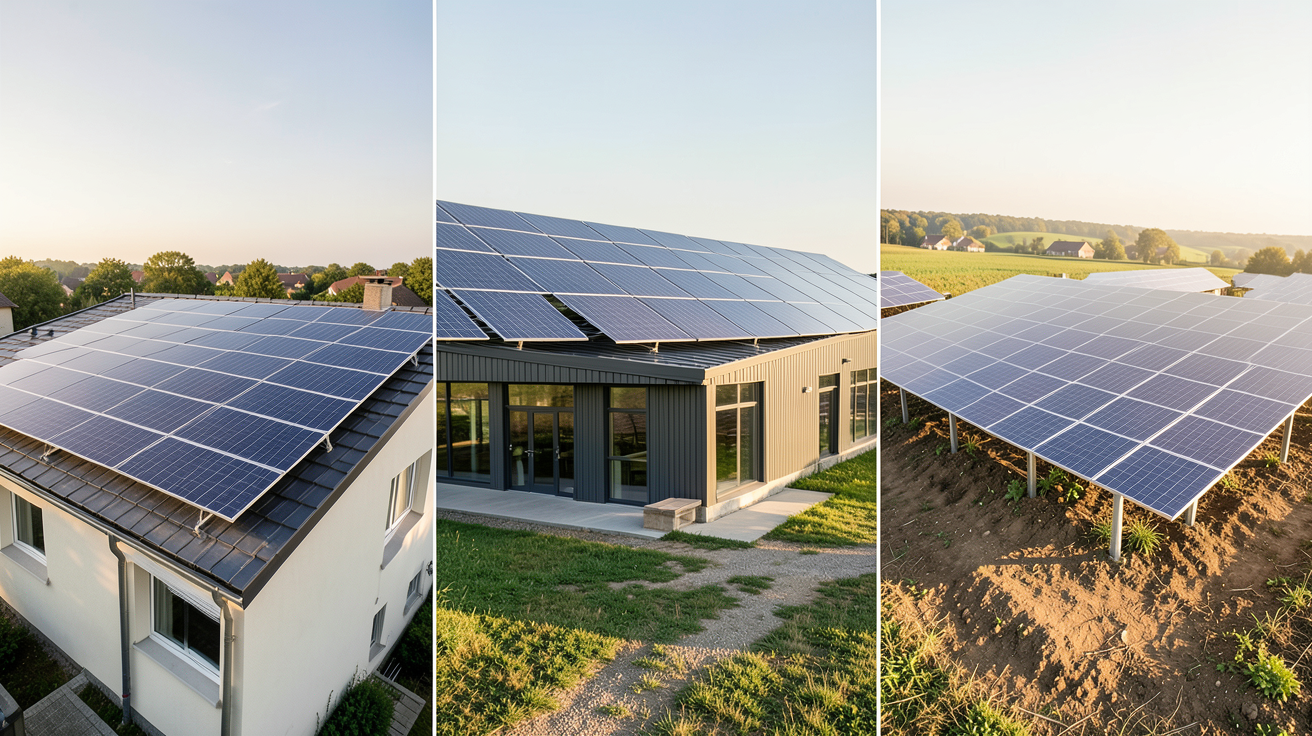 cout pose panneaux photovoltaiques montrant trois exemples de projets solaires en France en 2026