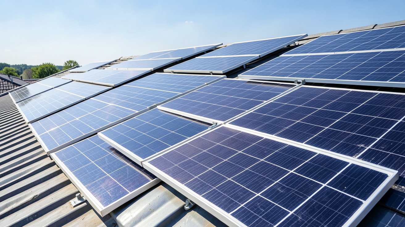 des panneaux photovoltaïques de différents types exposés sur un toit
