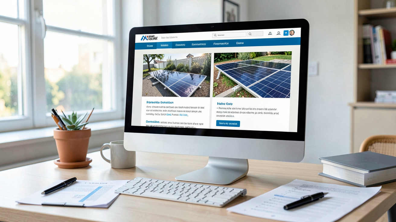 devis en ligne panneau solaire affichant un comparatif 2025 sur un écran d'ordinateur