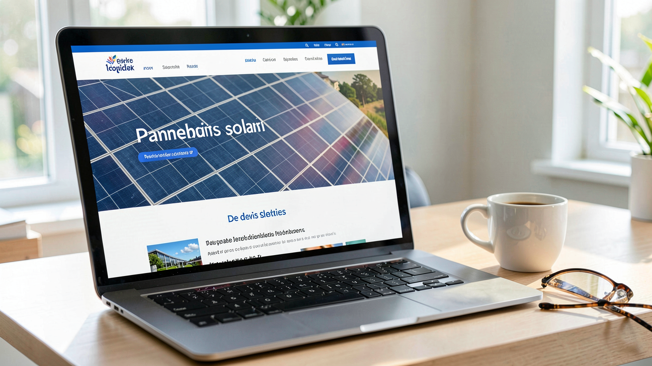 devis en ligne panneau solaire affiché sur un écran d'ordinateur portable