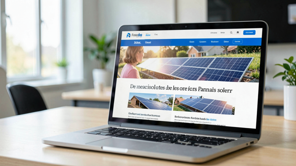 devis en ligne panneau solaire affiché sur un écran d'ordinateur portable