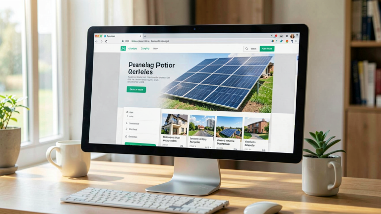 devis en ligne panneaux photovoltaïques calculé sur un écran d'ordinateur