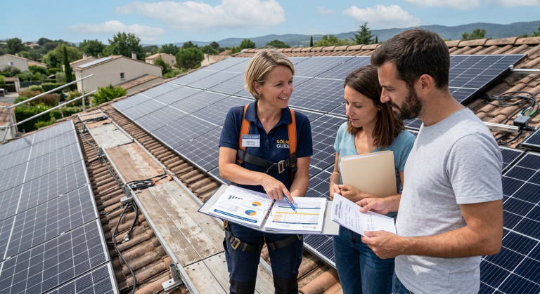 devis panneau solaire photographié en situation réelle, illustration de l'article