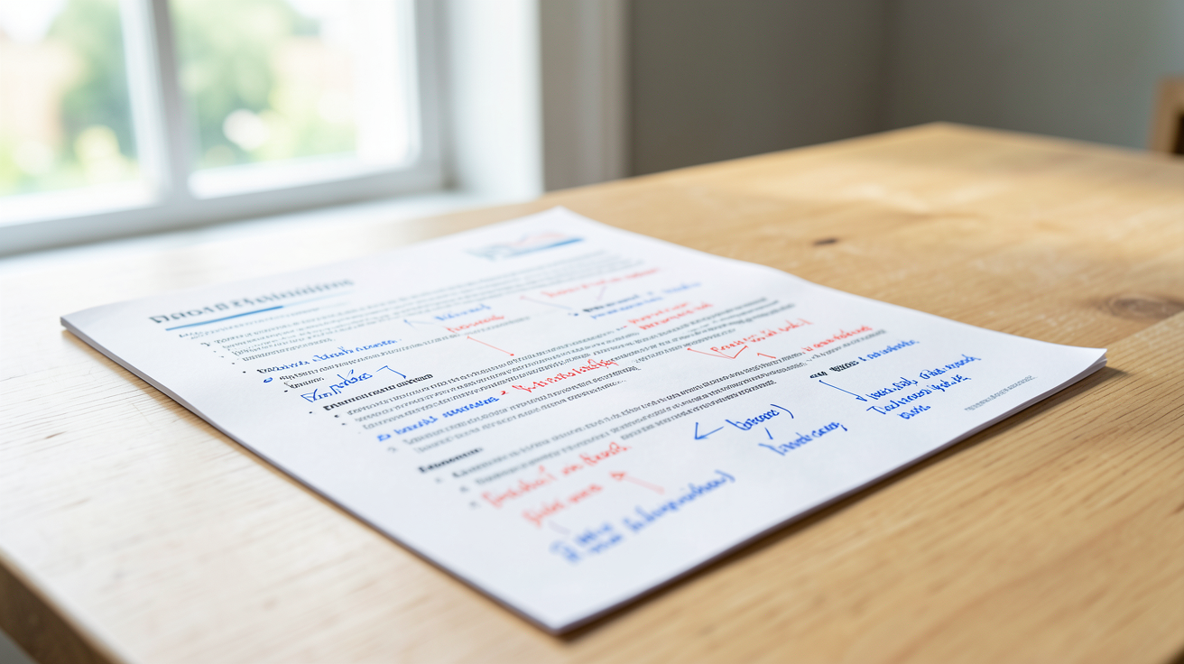 devis panneaux photovoltaïque commenté avec annotations manuscrites sur une table en bois