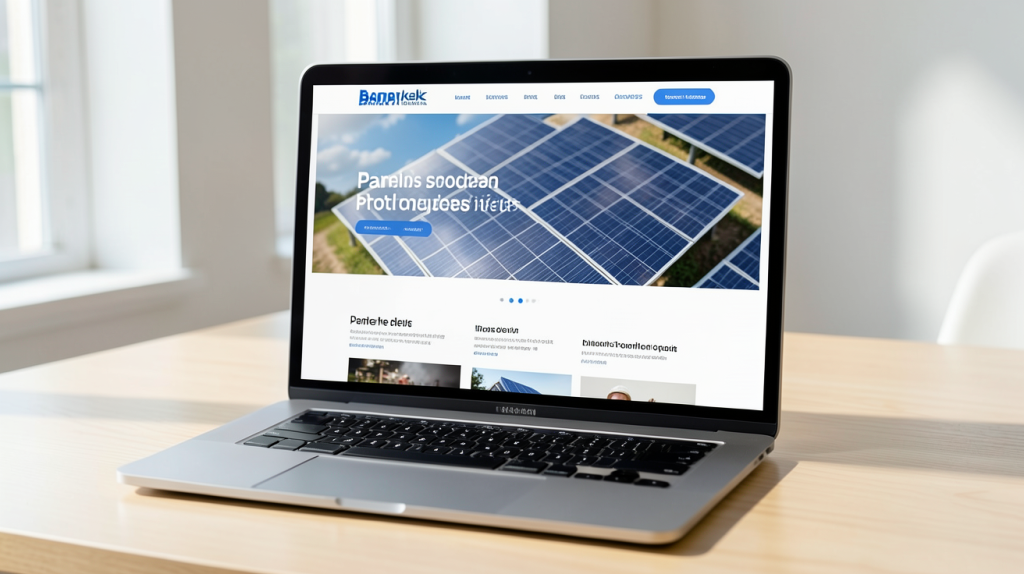 devis panneaux photovoltaïques en ligne affiché sur un écran d'ordinateur portable
