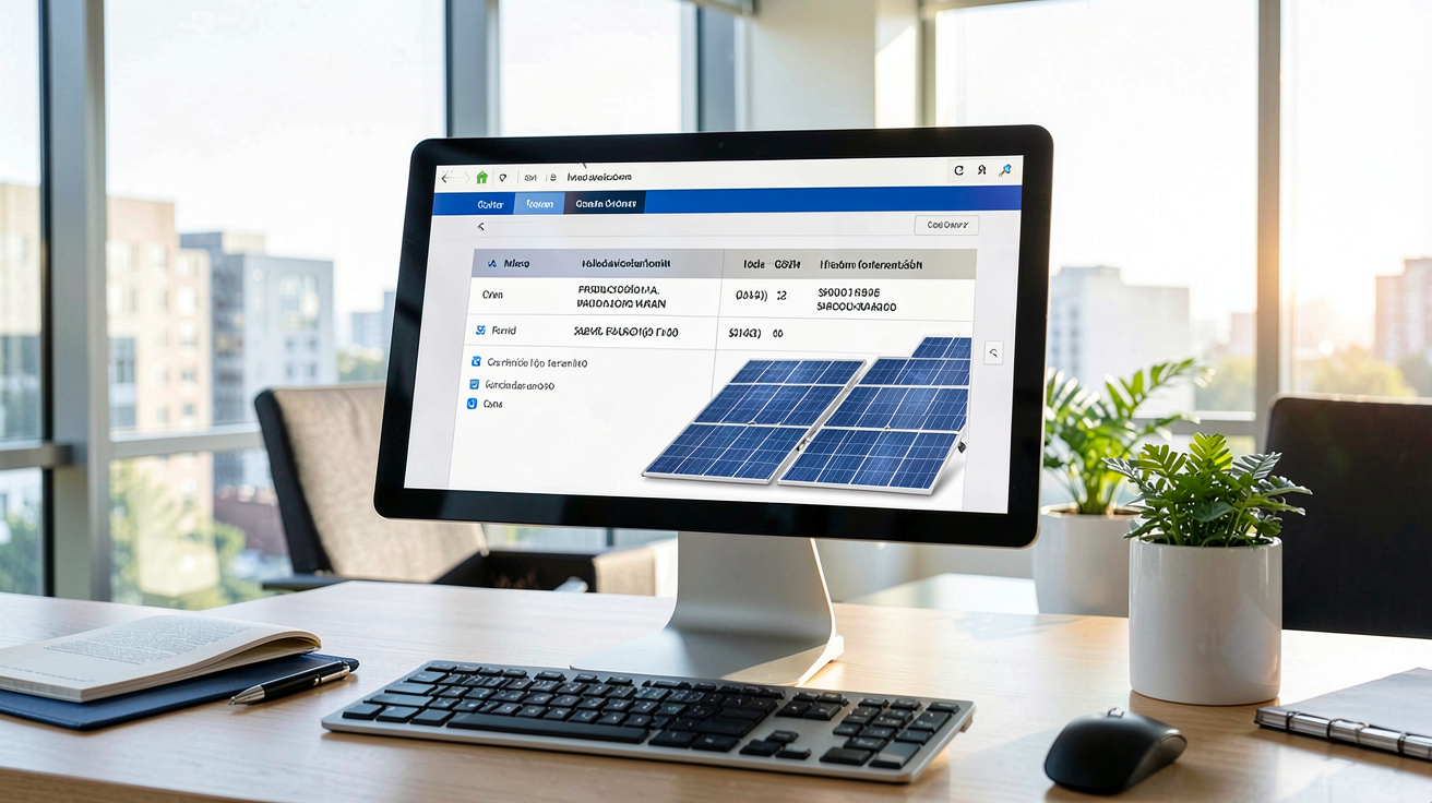 devis panneaux solaires photovoltaiques affichant un comparatif des modes de valorisation de la production solaire sur un écran d'ordinateur