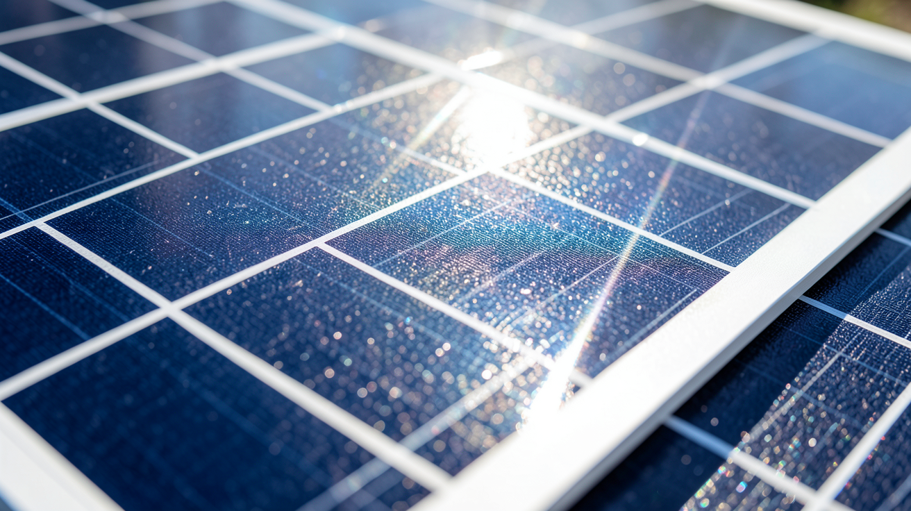 dokio panneau solaire montrant les détails technologiques et la surface des cellules photovoltaïques