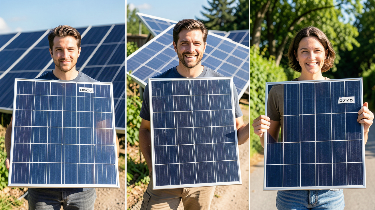 dokio panneau solaire présentant trois types de modèles différents pour comparaison