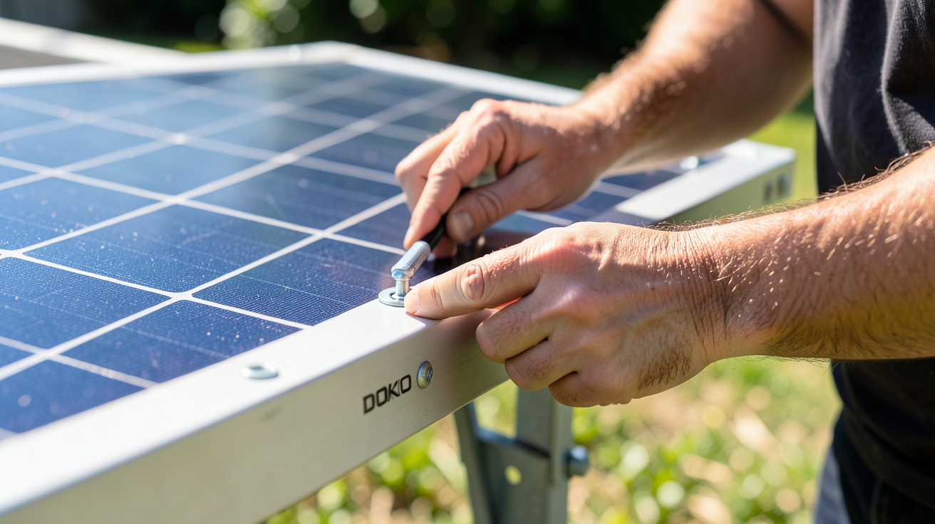 dokio panneau solaire en cours d'installation pour un guide débutant