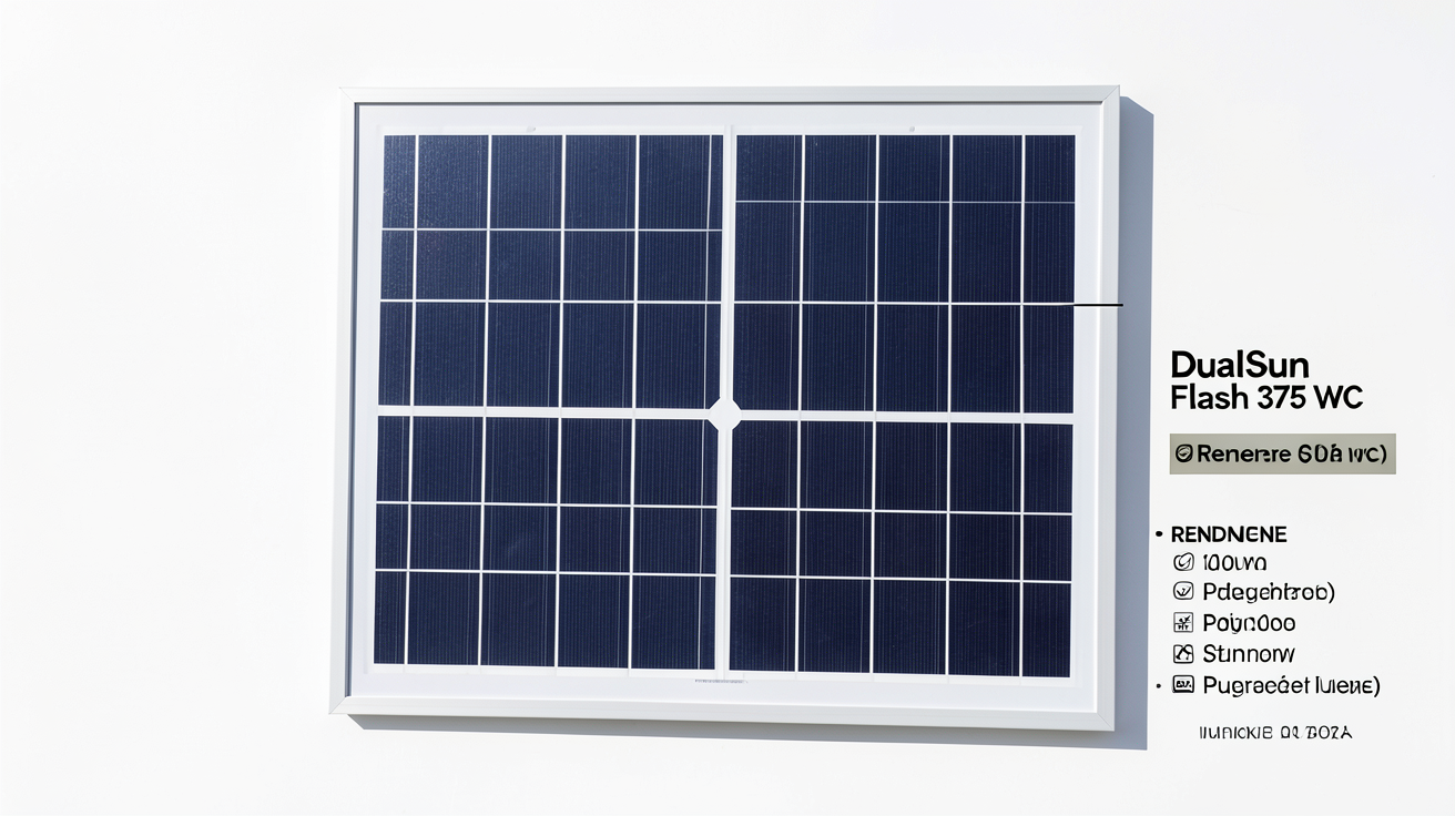 dualsun 375wc panneau solaire affichant ses caractéristiques techniques détaillées