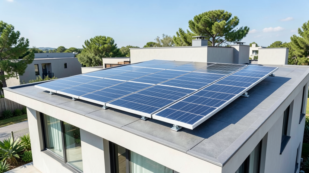dualsun 375wc panneau solaire installé sur le toit d'une maison moderne