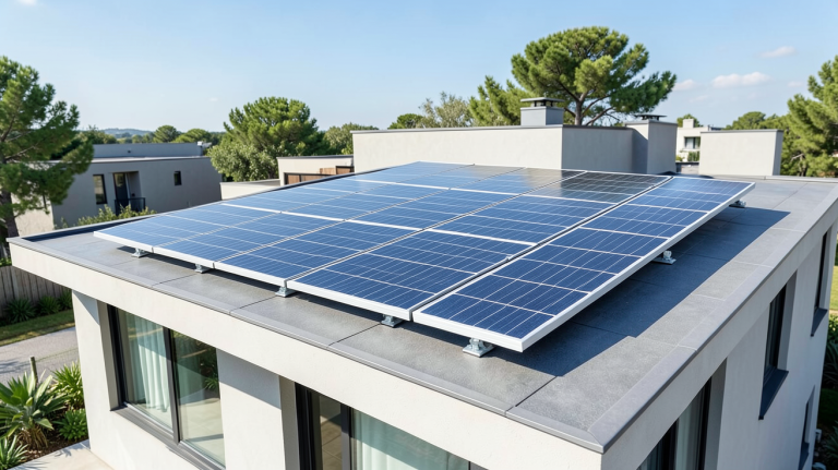 dualsun 375wc panneau solaire installé sur le toit d'une maison moderne