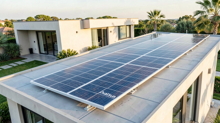 dualsun hybride installé sur le toit d'une maison contemporaine