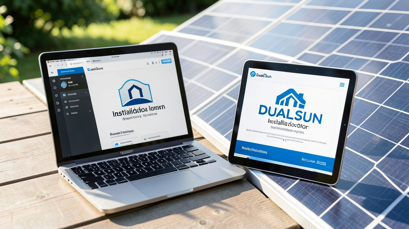 dualsun prix calculateur affichant la rentabilité d'une installation solaire avec panneaux DualSun, scène réaliste en plein jour