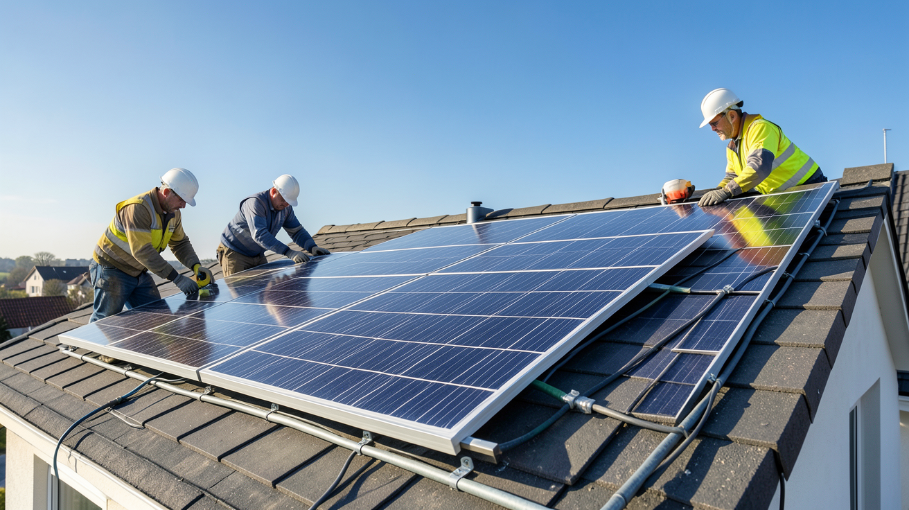 dualsun spring 375 installation complète sur toit de maison avec techniciens professionnels
