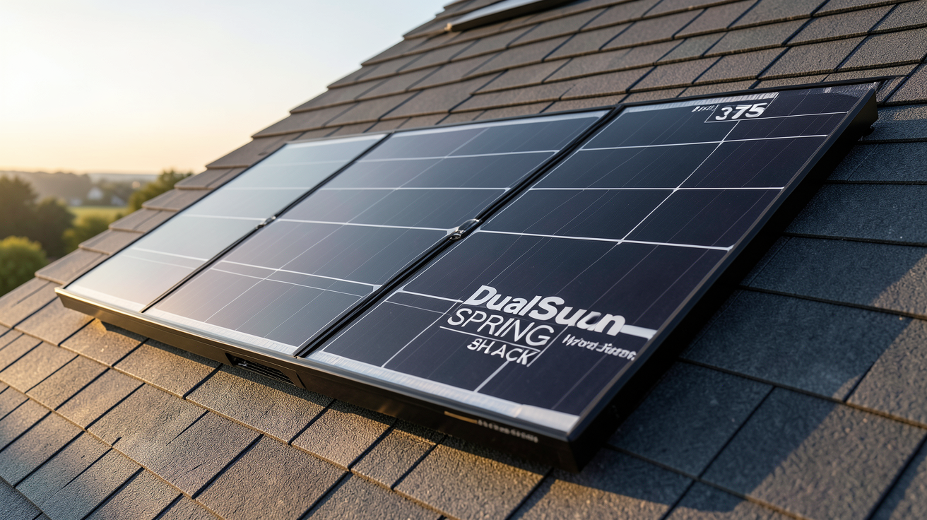 dualsun spring 375 panneau solaire hybride Shingle Black installé sur un toit