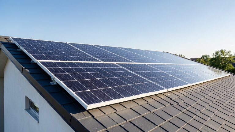dualsun spring 375 panneaux solaires photovoltaïques installés sur une toiture résidentielle
