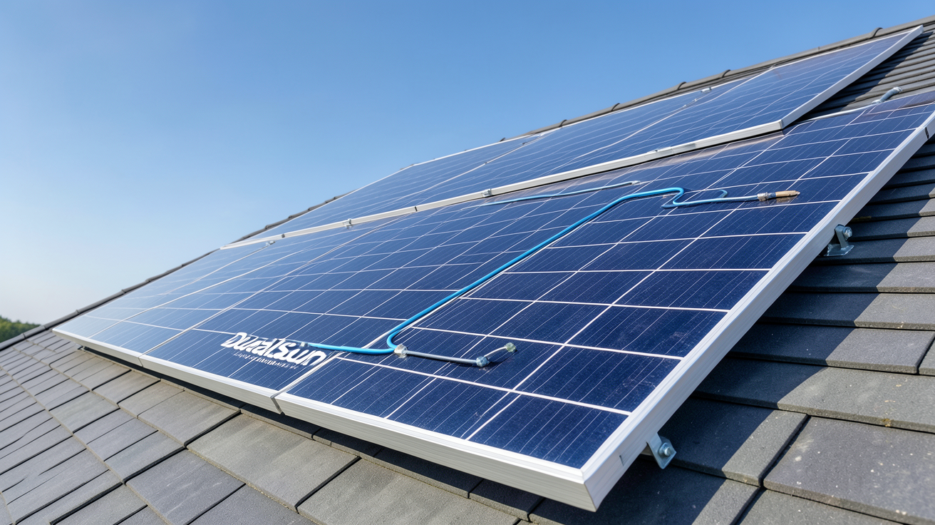 dualsun spring 400 panneau hybride PVT installé sur un toit de maison