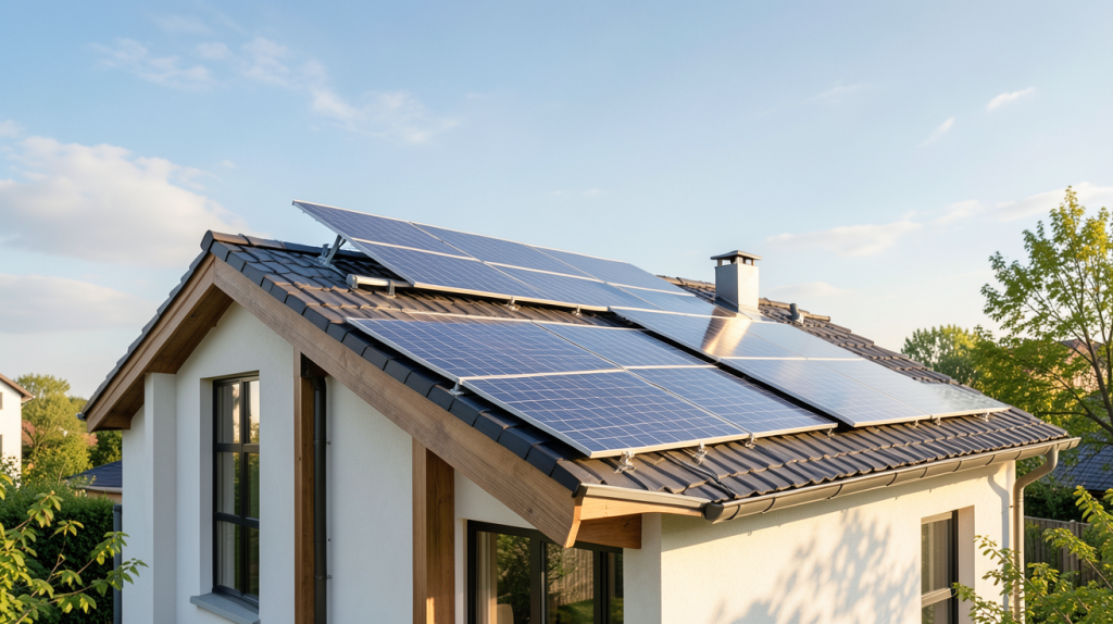 dualsun spring installé sur le toit d'une maison moderne au printemps