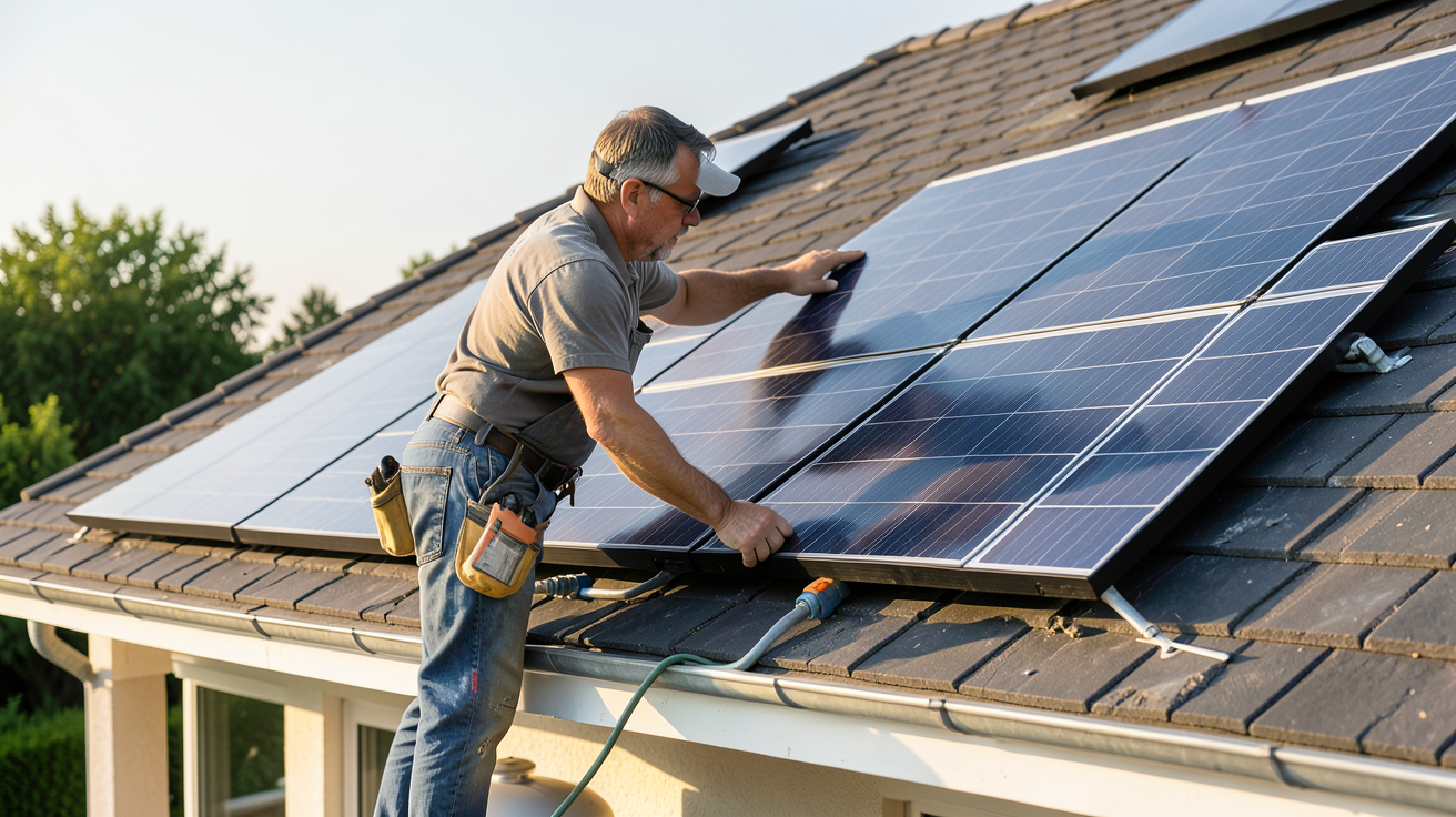 eau chaude sanitaire solaire guide d'installation pas à pas avec installateur professionnel sur un toit
