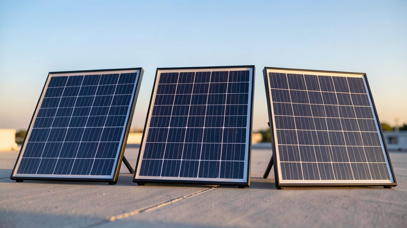 eco worthy panneau solaire trois types différents posés sur un toit pour comparaison