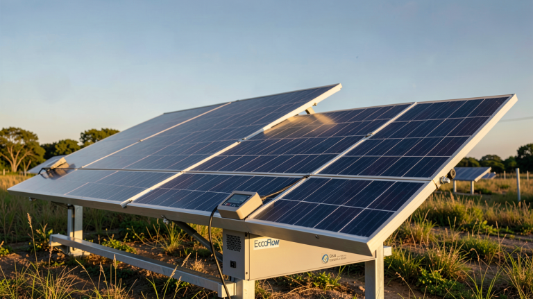 ecoflow delta panneau solaire installé en extérieur avec lumière naturelle