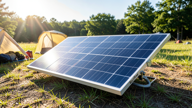 ecoflow panneau solaire 160w installé en extérieur sous un ciel dégagé