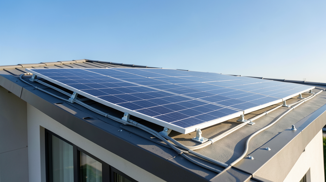 ecoflow panneau solaire 400w installé sur le toit d'une maison moderne