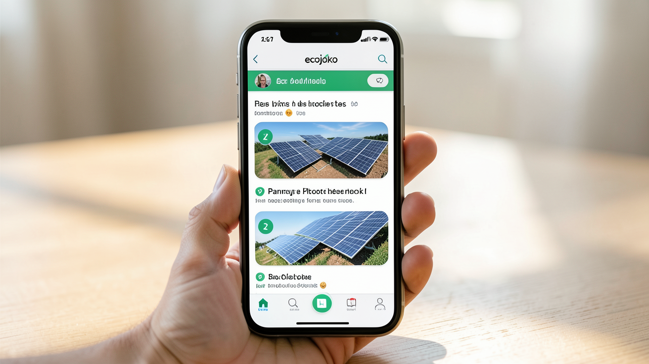 ecojoko panneau solaire montrant l'application ecojoko avec la procédure étape par étape pour déclarer les panneaux photovoltaïques