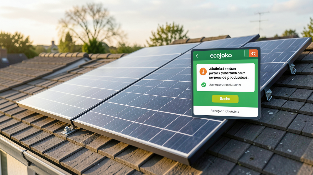 ecojoko panneau solaire montrant une interface d'alerte de surplus de production pour optimiser l'autoconsommation
